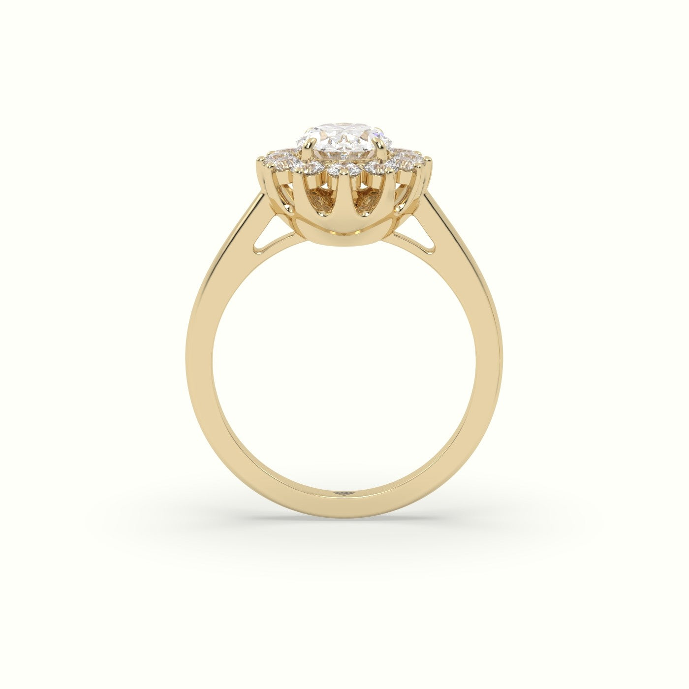 Oval Cut Diamond Halo Engagement Ring — Yellow Gold