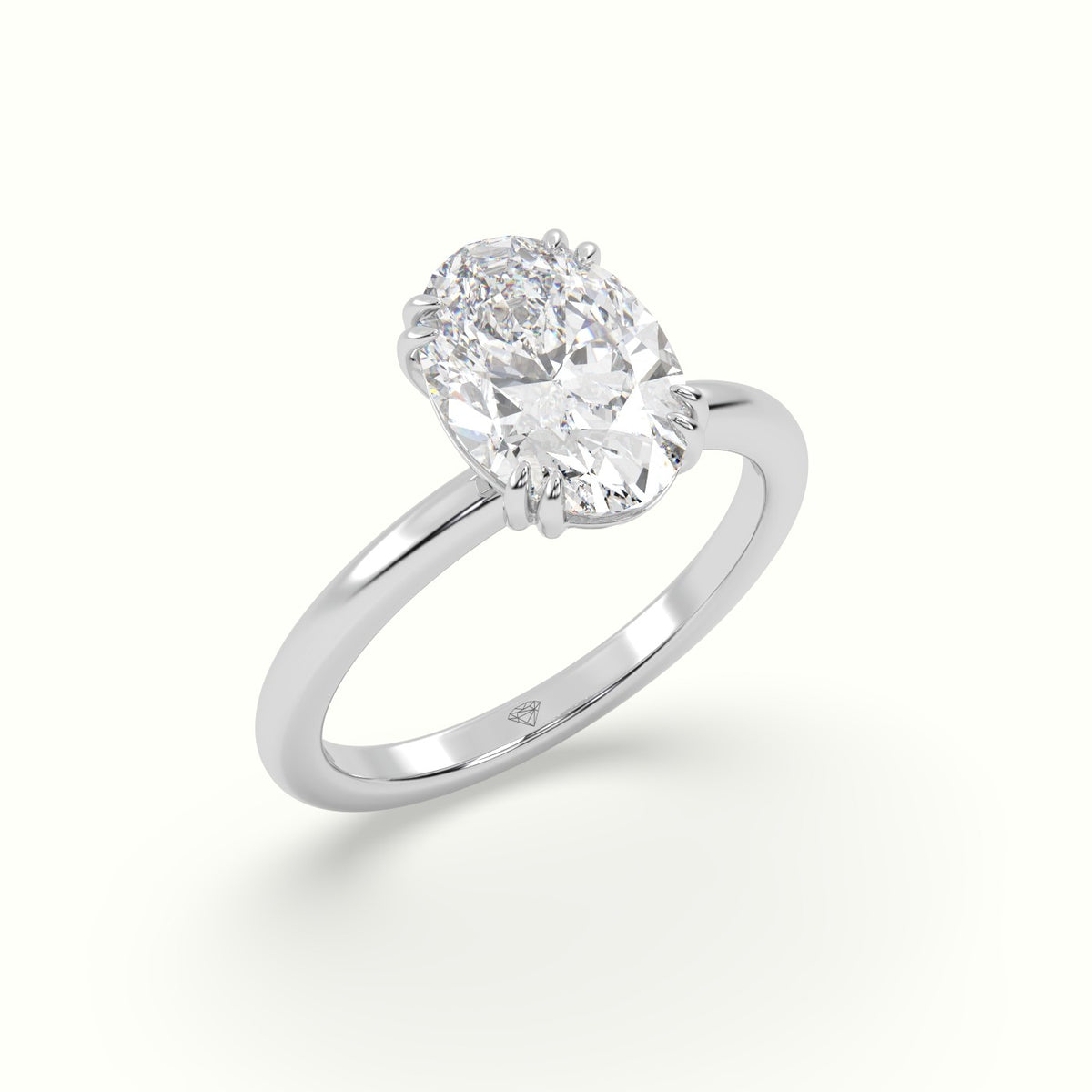 Oval Cut Diamond Solitaire Engagement Ring — White Gold