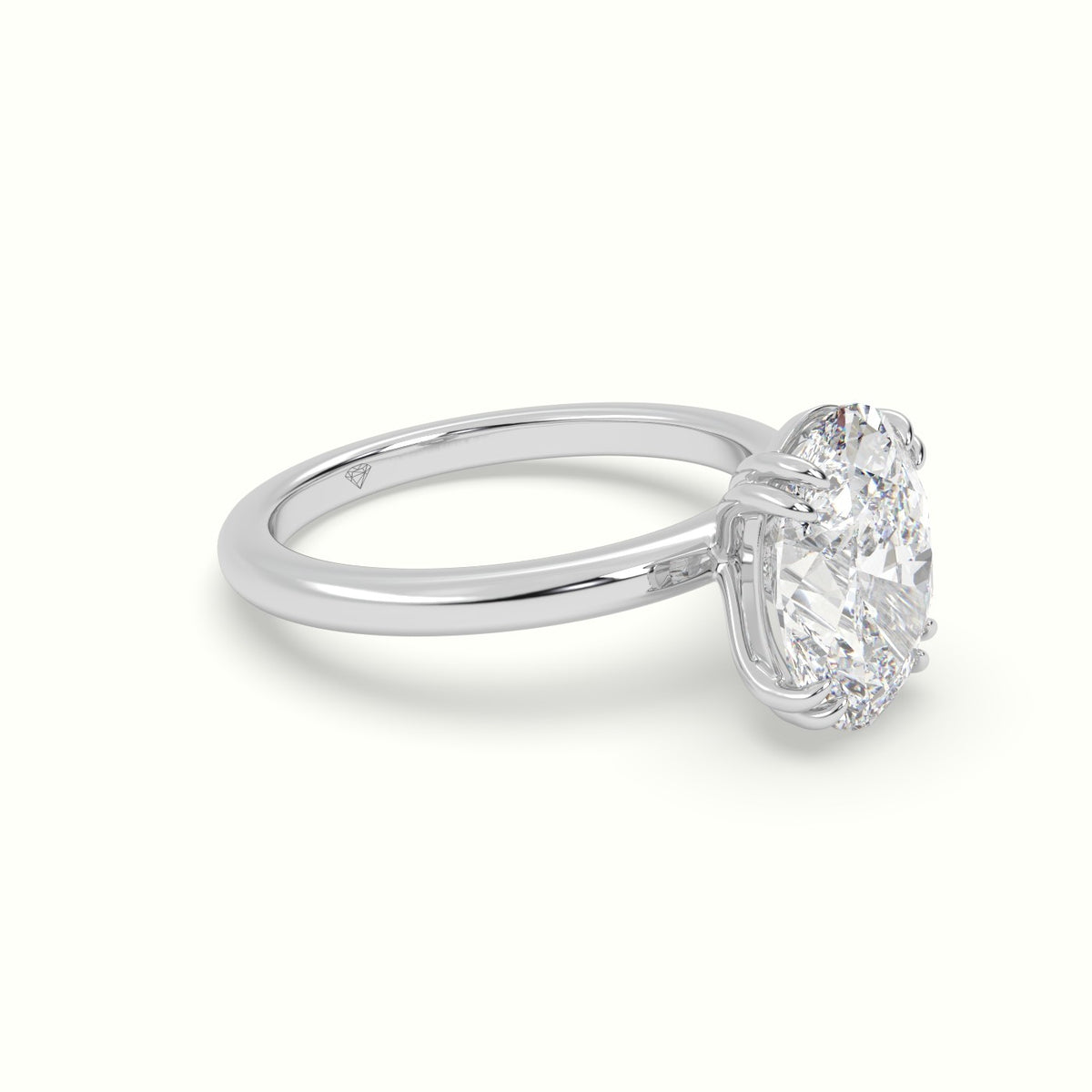 Oval Cut Diamond Solitaire Engagement Ring — White Gold