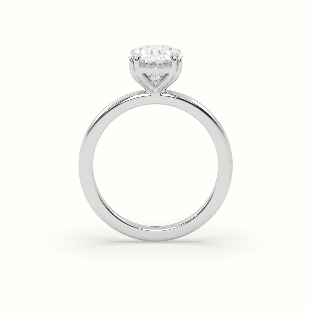 Oval Cut Diamond Solitaire Engagement Ring — White Gold