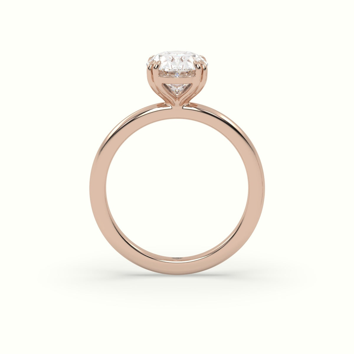 Oval Cut Diamond Solitaire Engagement Ring — Rose Gold