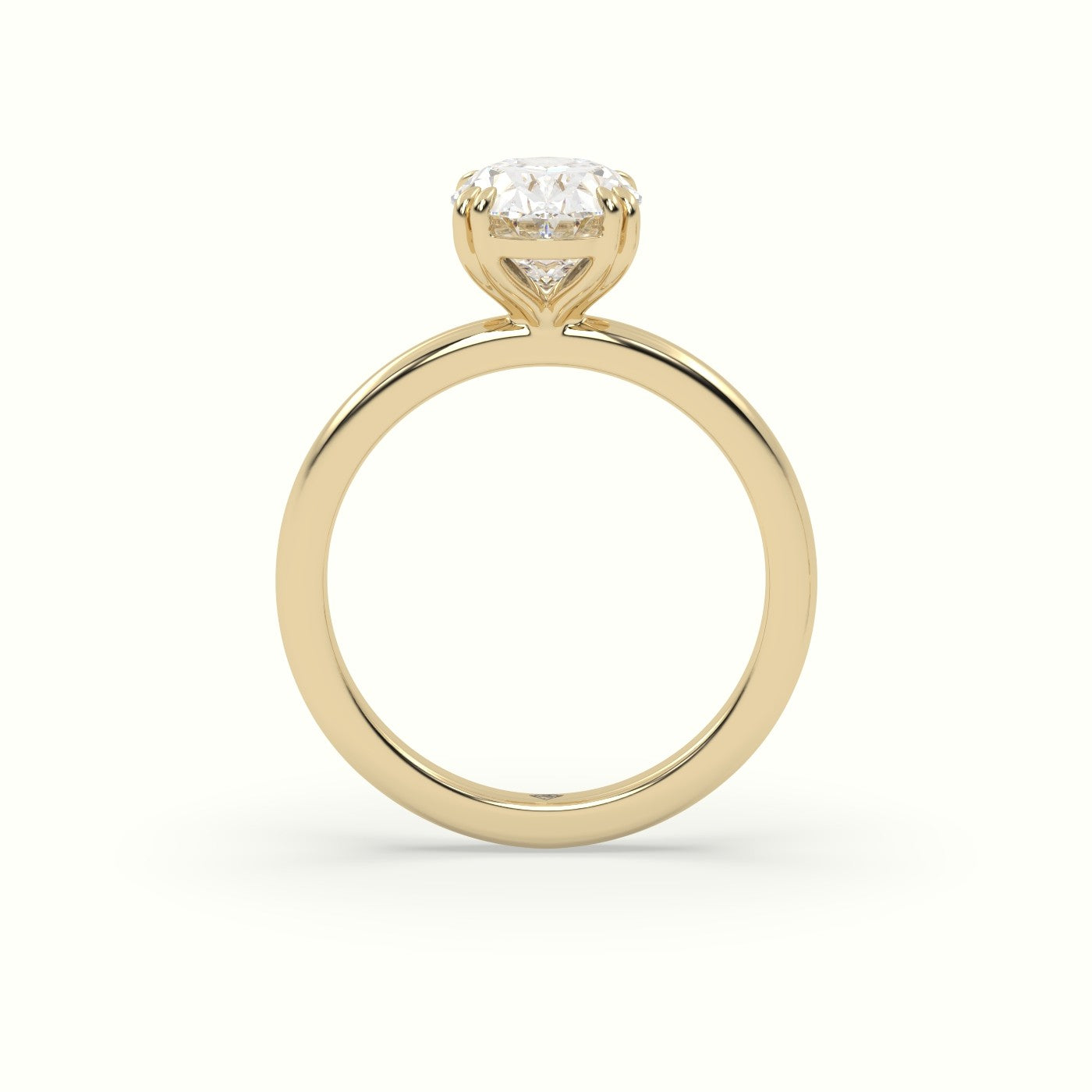 Oval Cut Diamond Solitaire Engagement Ring — Yellow Gold
