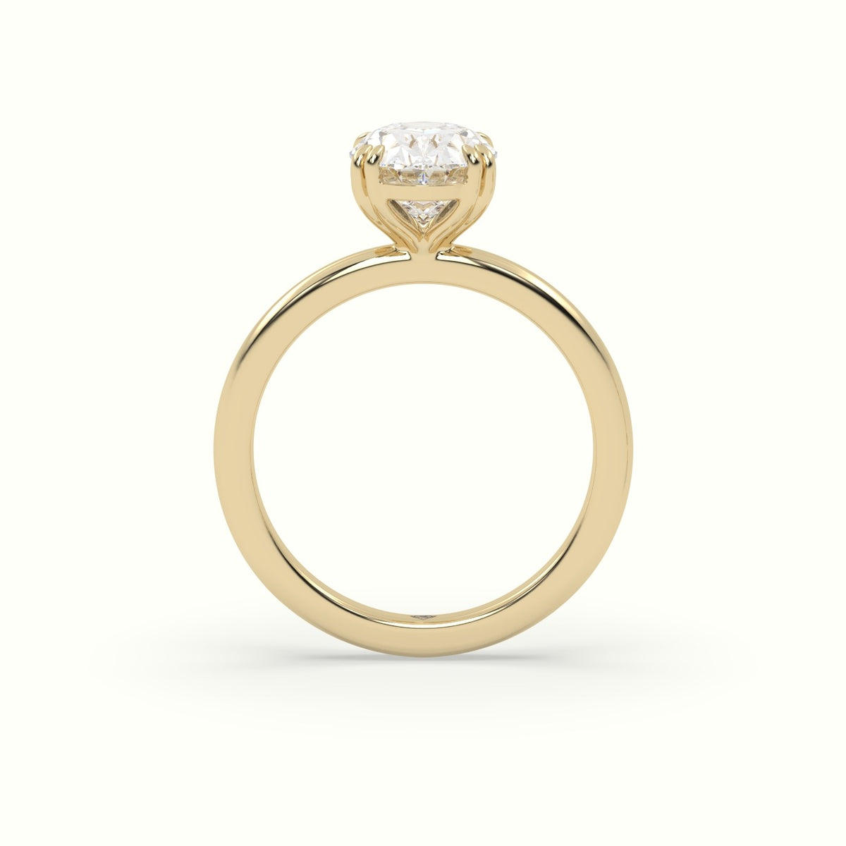 Oval Cut Diamond Solitaire Engagement Ring — Yellow Gold