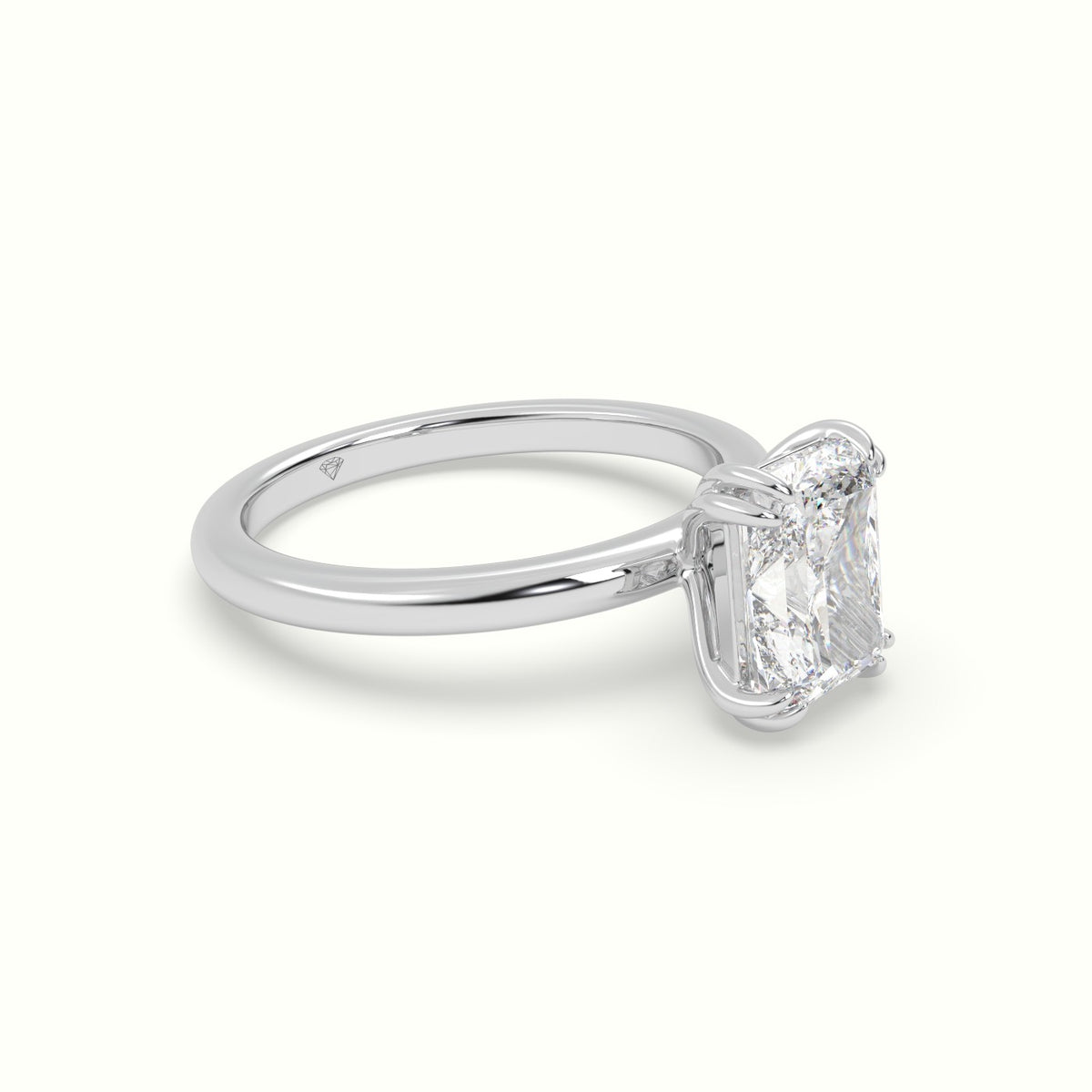 Radiant Cut Diamond Solitaire Engagement Ring — White Gold