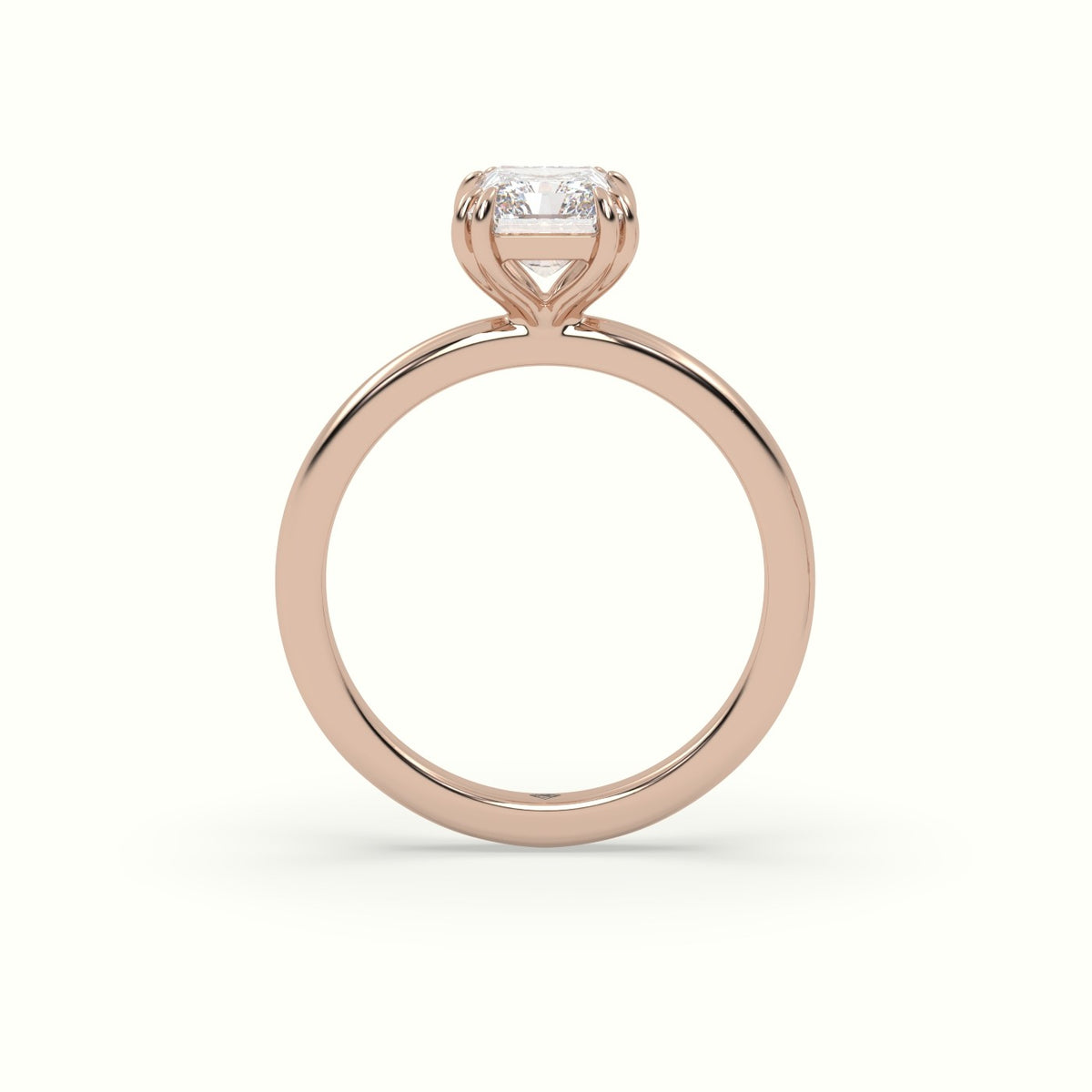 Radiant Cut Diamond Solitaire Engagement Ring — Rose Gold