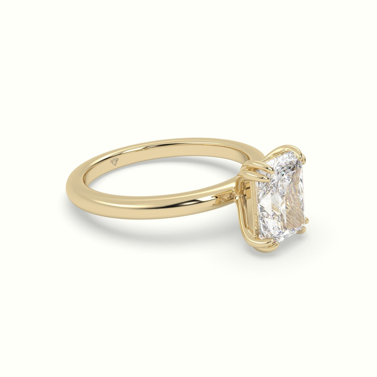 Radiant Cut Diamond Solitaire Engagement Ring — Yellow Gold