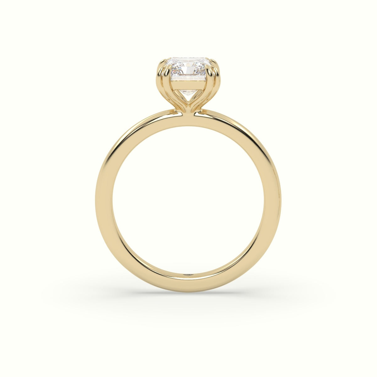 Radiant Cut Diamond Solitaire Engagement Ring — Yellow Gold