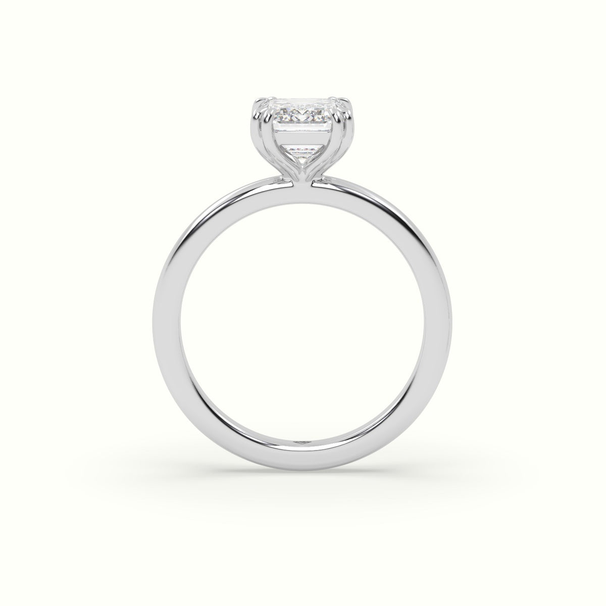 Emerald Cut Diamond Solitaire Engagement Ring — White Gold