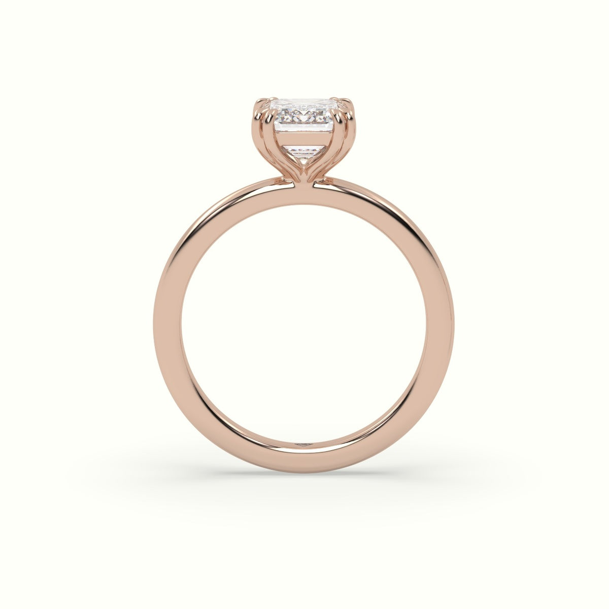Emerald Cut Diamond Solitaire Engagement Ring — Rose Gold