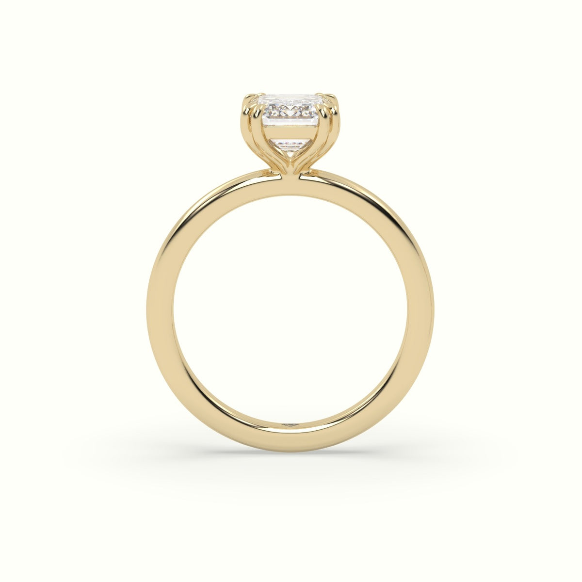 Emerald Cut Diamond Solitaire Engagement Ring — Yellow Gold