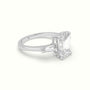 Emerald Cut Diamond Trilogy Engagement Ring — White Gold