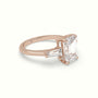 Emerald Cut Diamond Trilogy Engagement Ring — Rose Gold