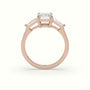Emerald Cut Diamond Trilogy Engagement Ring — Rose Gold