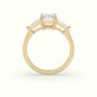 Emerald Cut Diamond Trilogy Engagement Ring — Yellow Gold