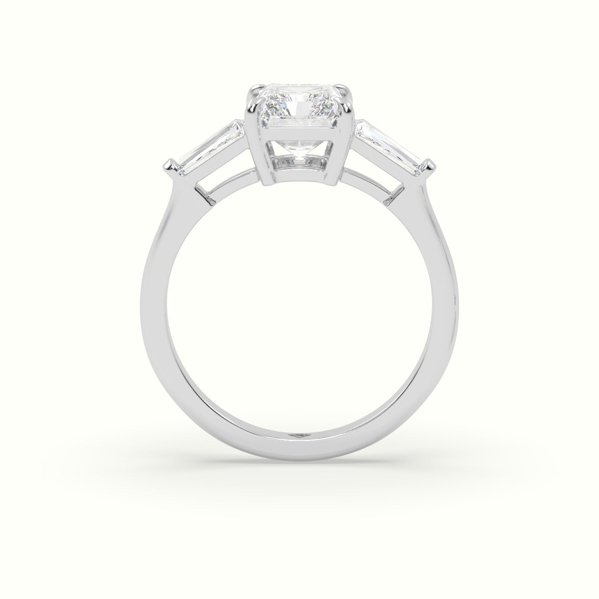 Radiant Cut Trilogy Engagement Ring — White Gold