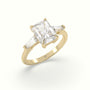 Radiant Cut Trilogy Engagement Ring — Yellow Gold