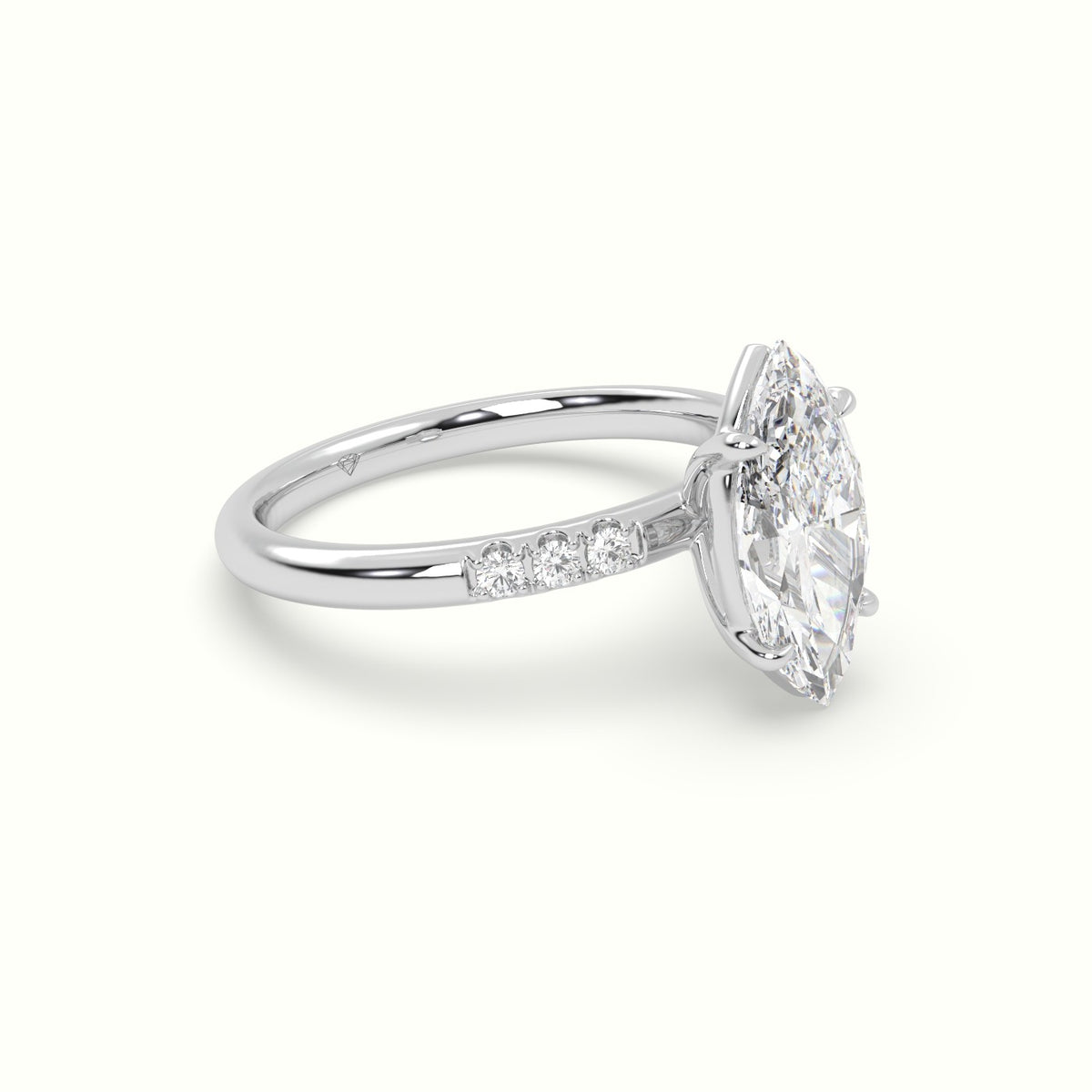 Marquise Cut Diamond Pave Engagement Ring — White Gold