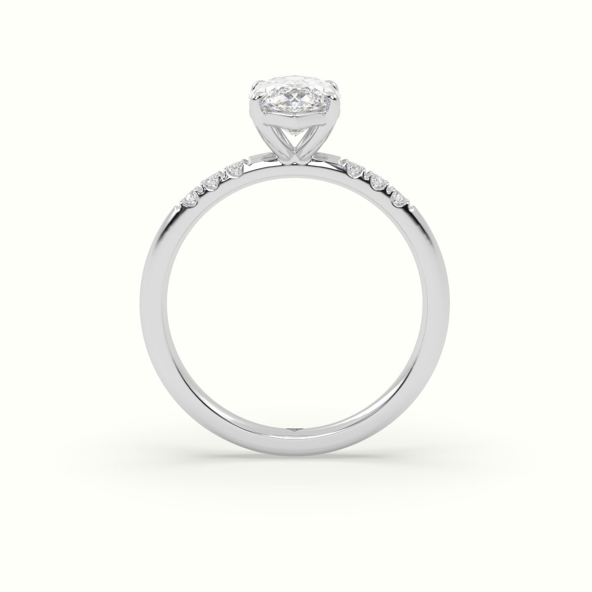 Marquise Cut Diamond Pave Engagement Ring — White Gold