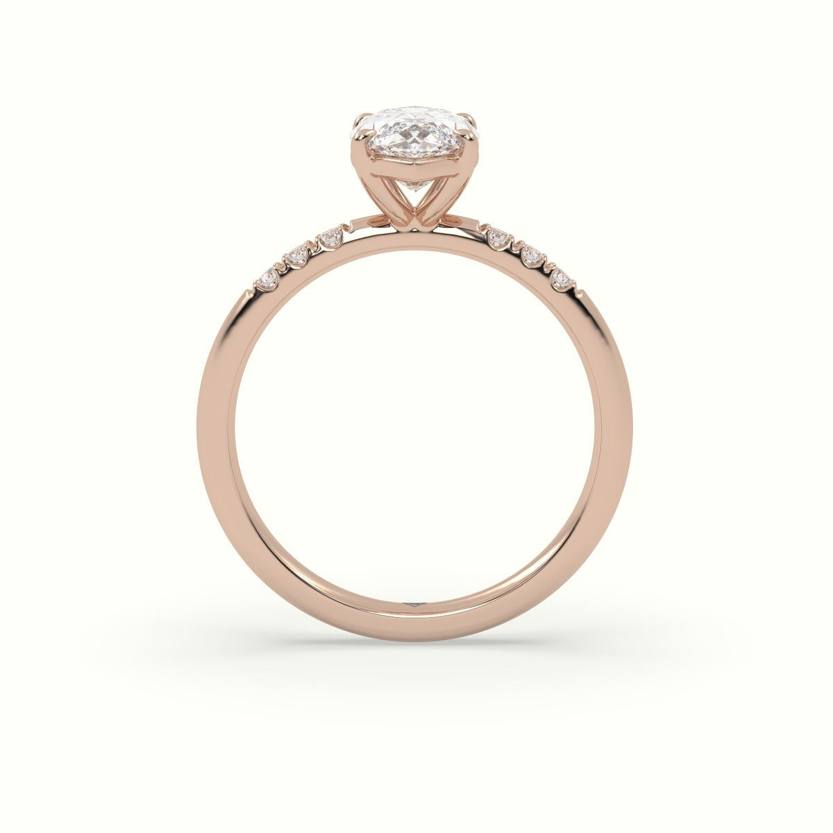 Marquise Cut Diamond Pave Engagement Ring — Rose Gold