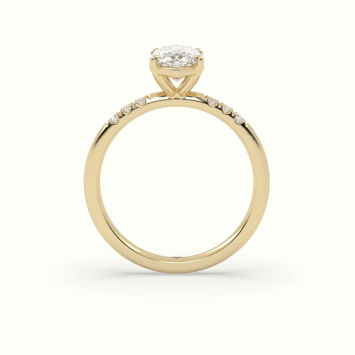 Marquise Cut Diamond Pave Engagement Ring — Yellow Gold