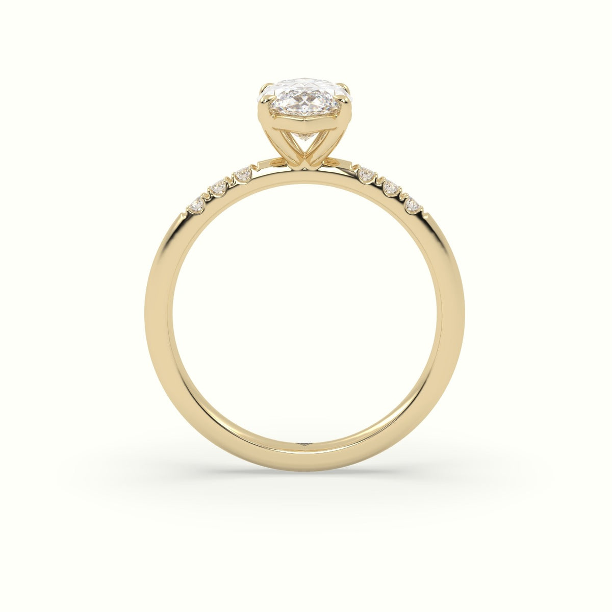 Marquise Cut Diamond Pave Engagement Ring — Yellow Gold