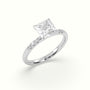 Princess Cut Diamond Pave Engagement Ring — White Gold