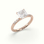 Princess Cut Diamond Pave Engagement Ring — Rose Gold