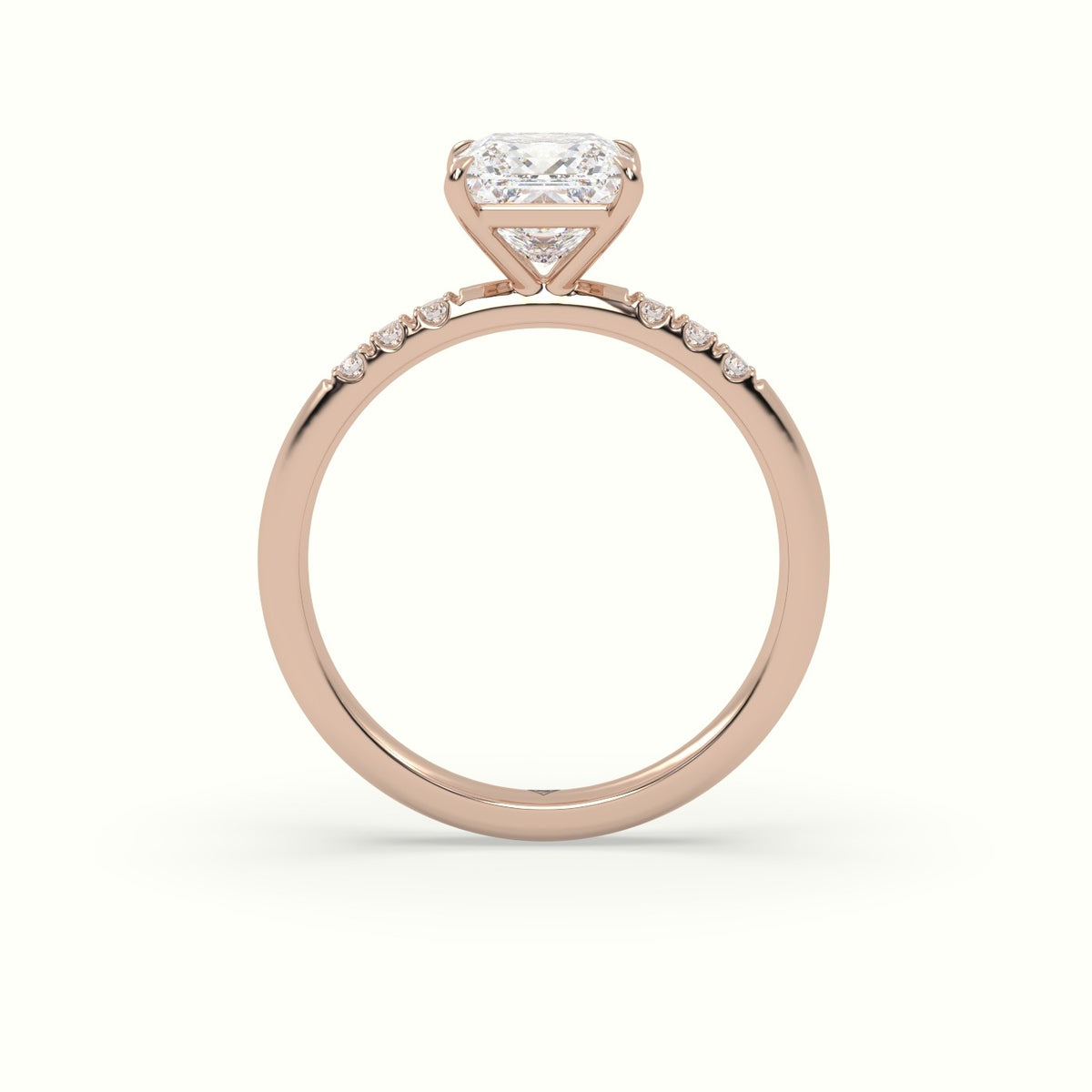 Princess Cut Diamond Pave Engagement Ring — Rose Gold