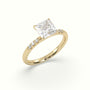 Princess Cut Diamond Pave Engagement Ring — Yellow Gold