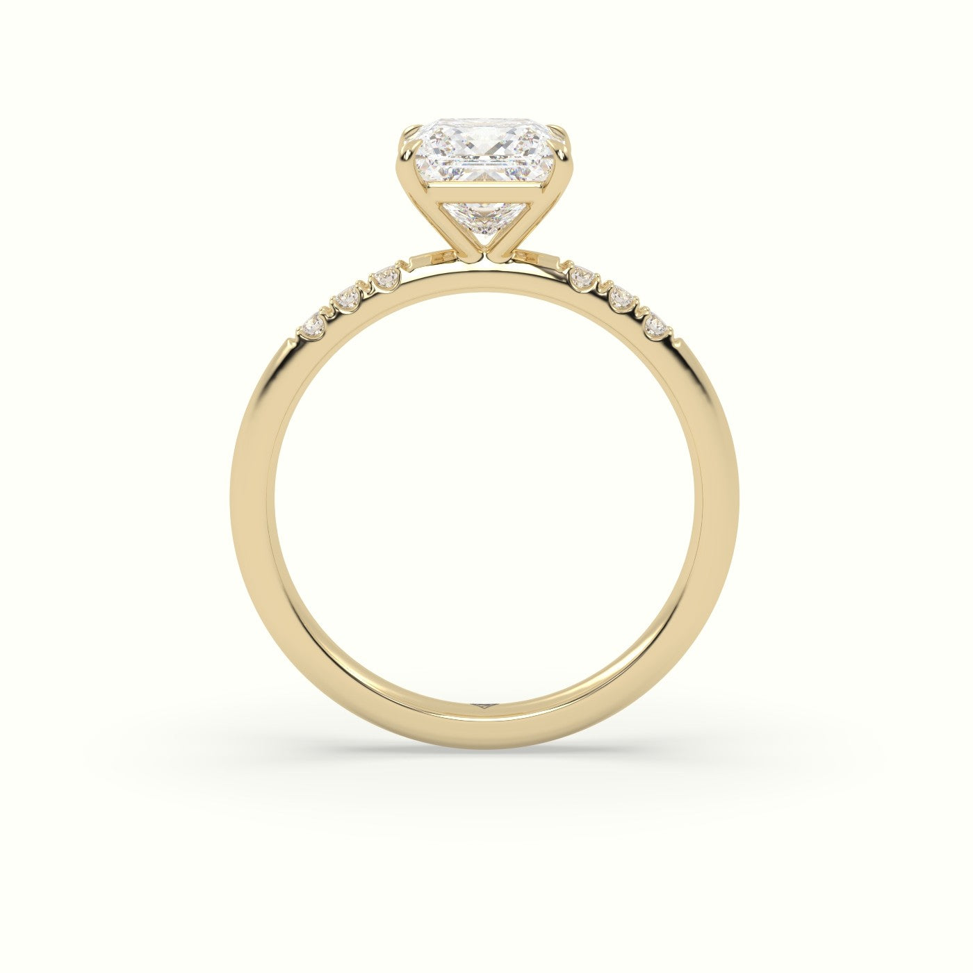 Princess Cut Diamond Pave Engagement Ring — Yellow Gold