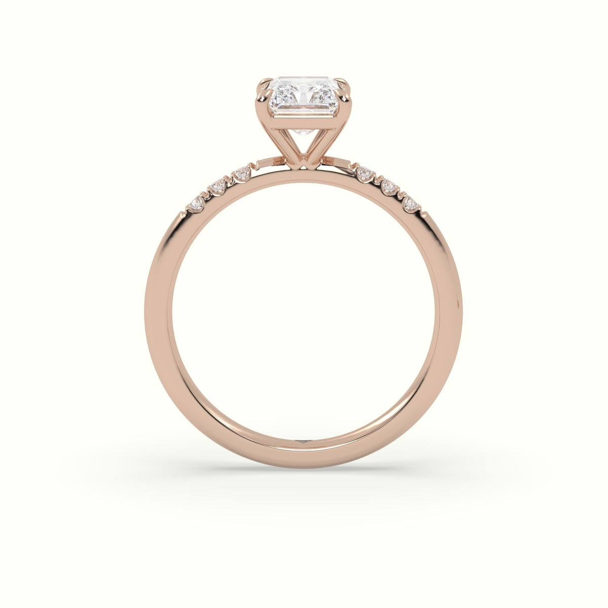 Radiant Cut Diamond Pave Engagement Ring — Rose Gold