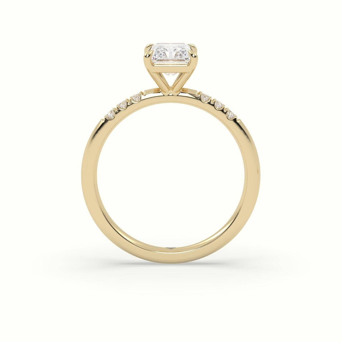 Radiant Cut Diamond Pave Engagement Ring — Yellow Gold