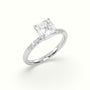 Asscher Cut Diamond Pave Engagement Ring — White Gold
