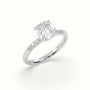 Cushion Cut Diamond Pave Engagement Ring — White Gold