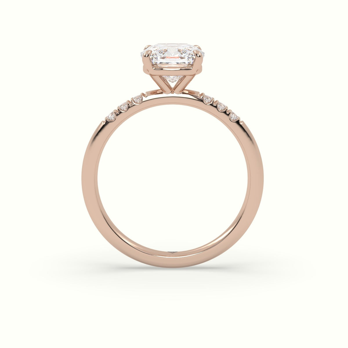 Cushion Cut Diamond Pave Engagement Ring — Rose Gold