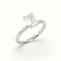 Emerald Cut Diamond Pave Engagement Ring — White Gold