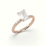 Emerald Cut Diamond Pave Engagement Ring — Rose Gold