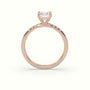 Emerald Cut Diamond Pave Engagement Ring — Rose Gold