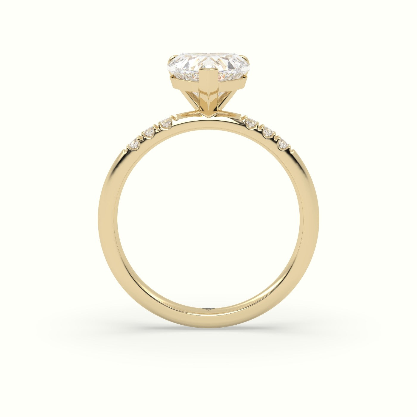 Heart Cut Diamond Pave Engagement Ring — Yellow Gold