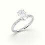 Oval Cut Diamond Pave Engagement Ring — White Gold