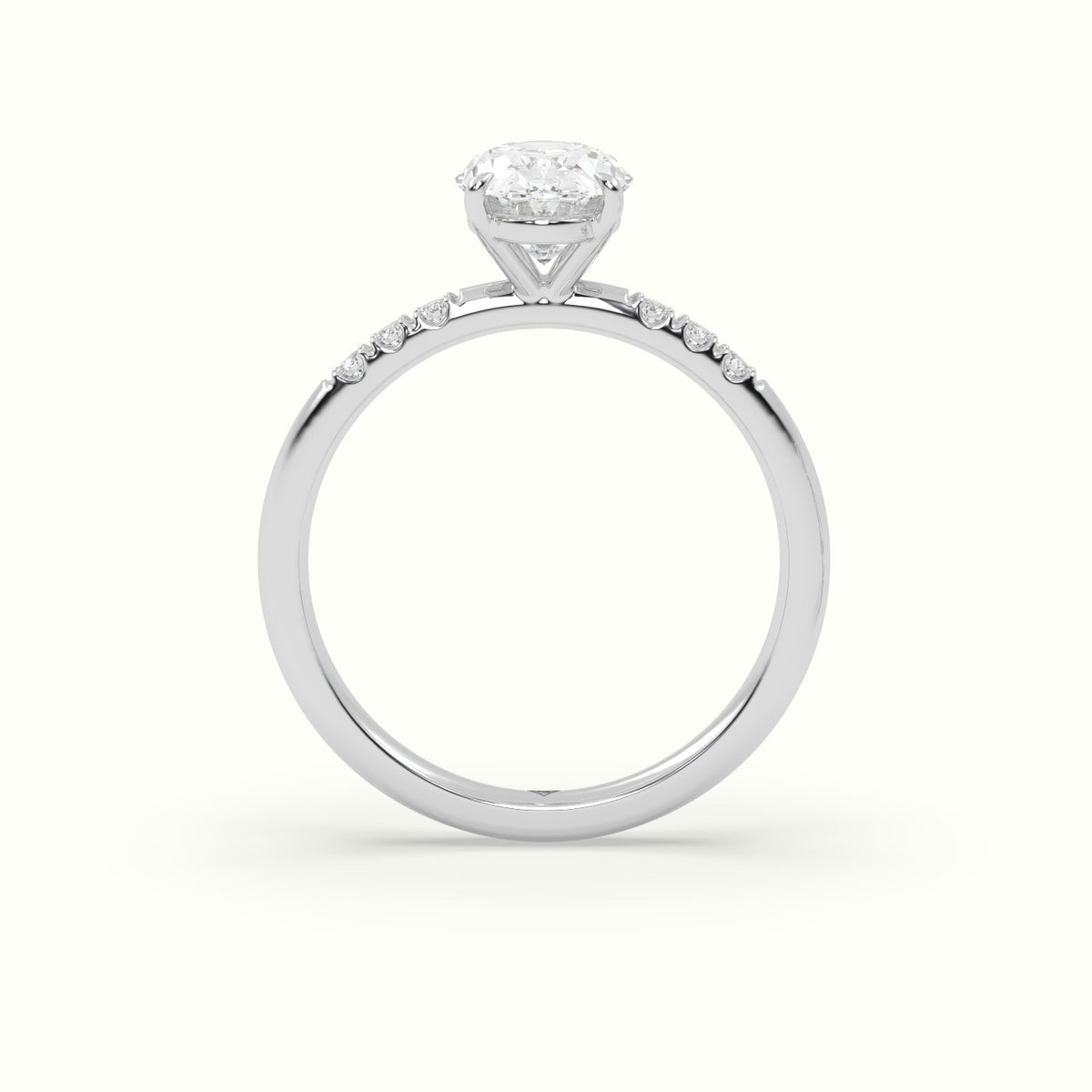 Oval Cut Diamond Pave Engagement Ring — White Gold