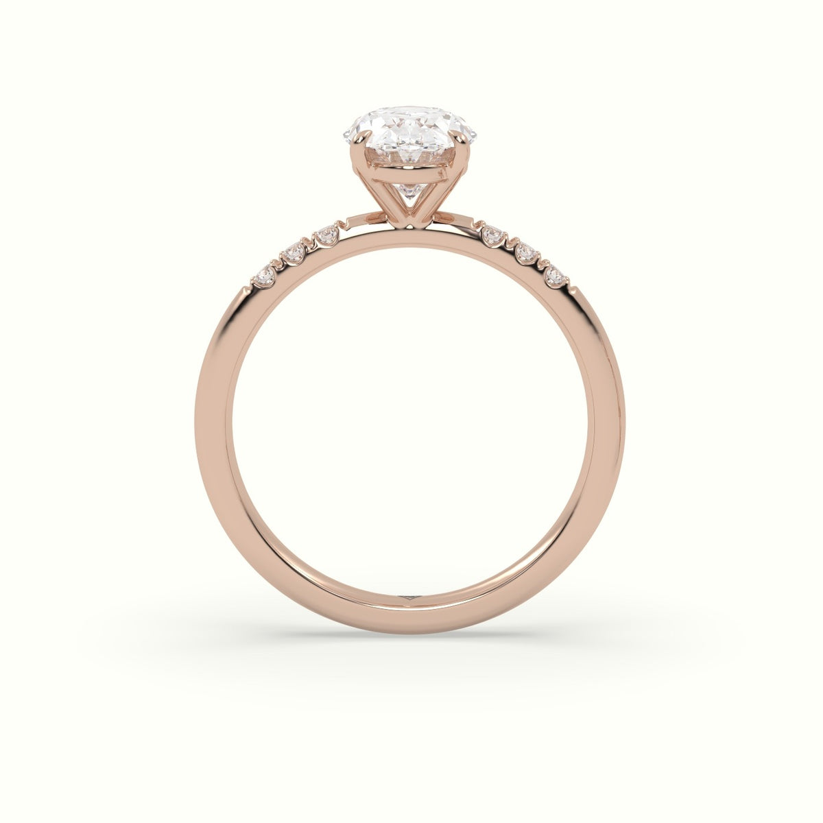 Oval Cut Diamond Pave Engagement Ring — Rose Gold