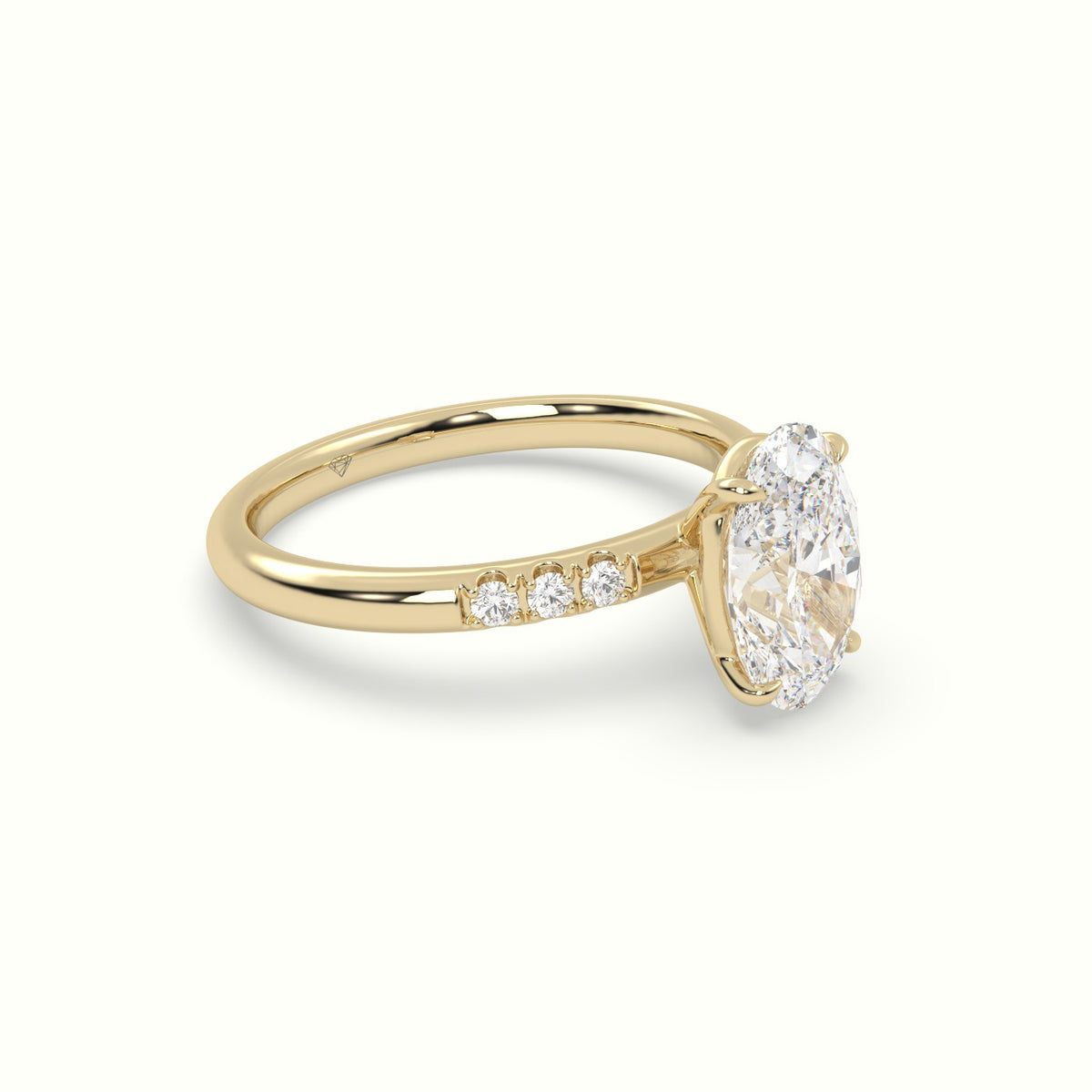 Oval Cut Diamond Pave Engagement Ring — Yellow Gold