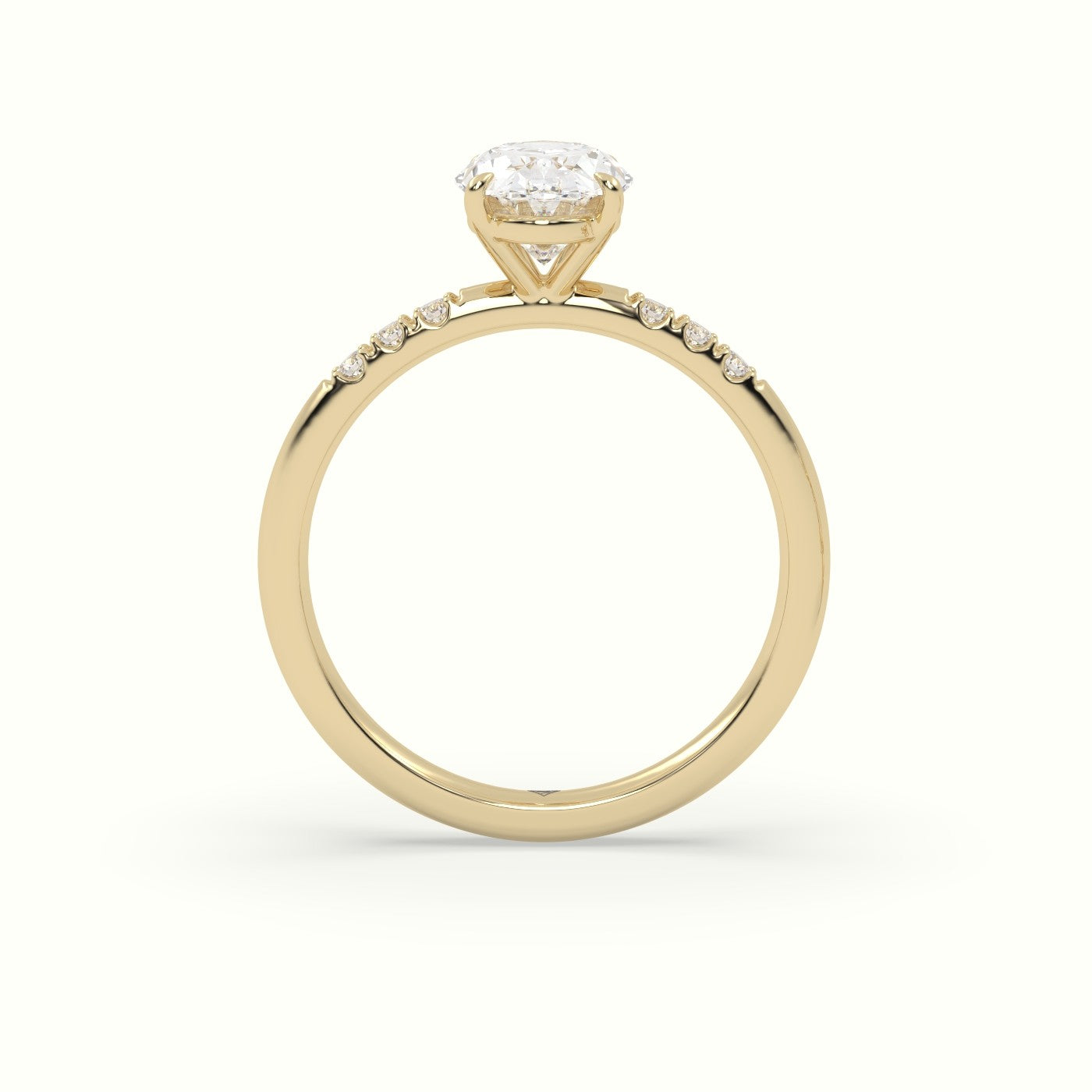 Oval Cut Diamond Pave Engagement Ring — Yellow Gold