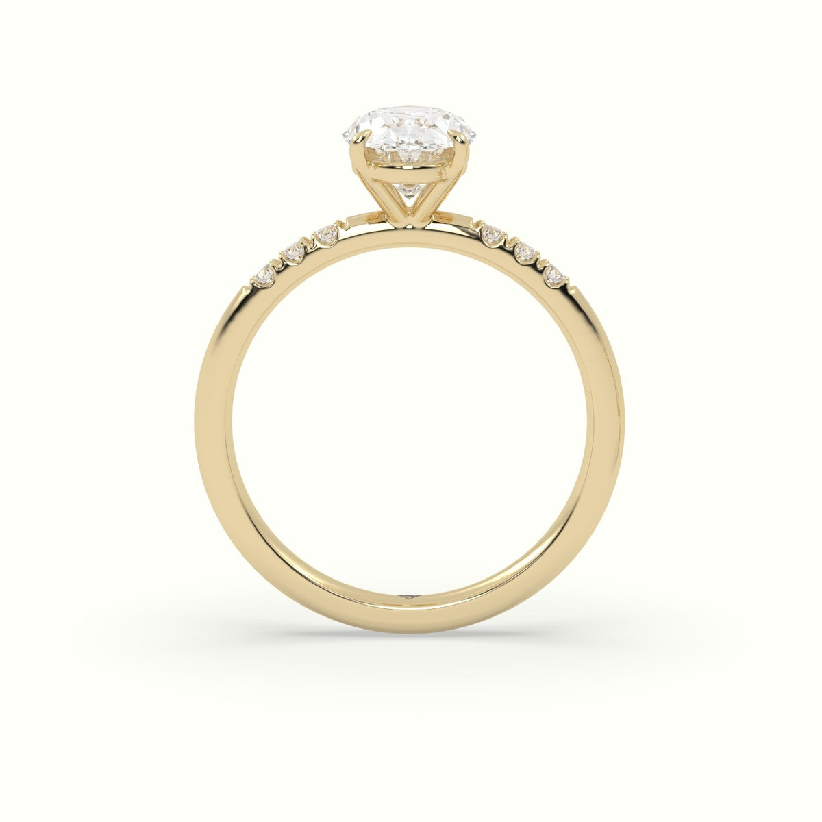 Oval Cut Diamond Pave Engagement Ring — Yellow Gold