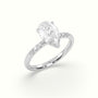Pear Cut Diamond Pave Engagement Ring — White Gold