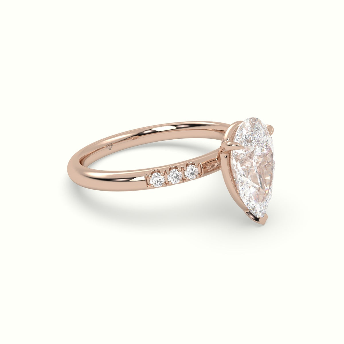 Pear Cut Diamond Pave Engagement Ring — Rose Gold