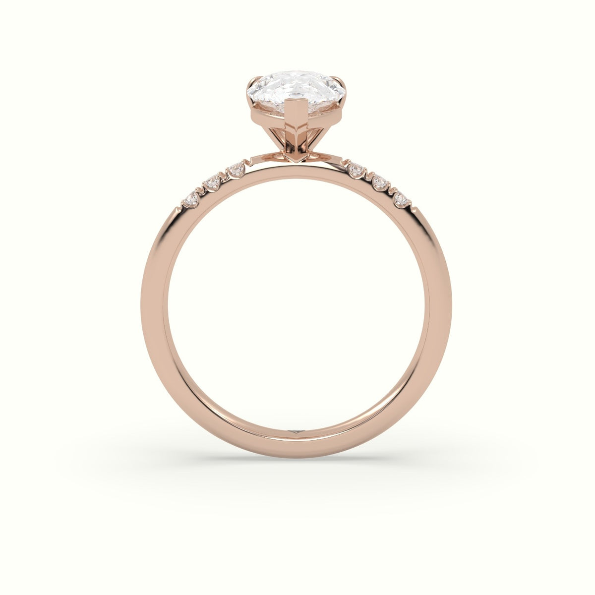 Pear Cut Diamond Pave Engagement Ring — Rose Gold