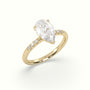 Pear Cut Diamond Pave Engagement Ring — Yellow Gold
