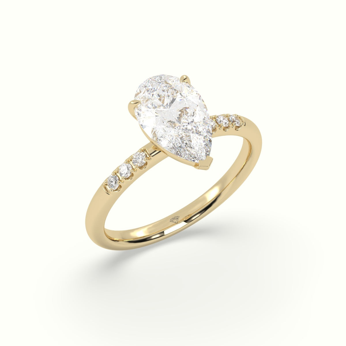 Pear Cut Diamond Pave Engagement Ring — Yellow Gold